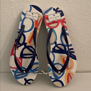Kate Spade Multicolor Glasses Graphic Print Flip Flop Sandals